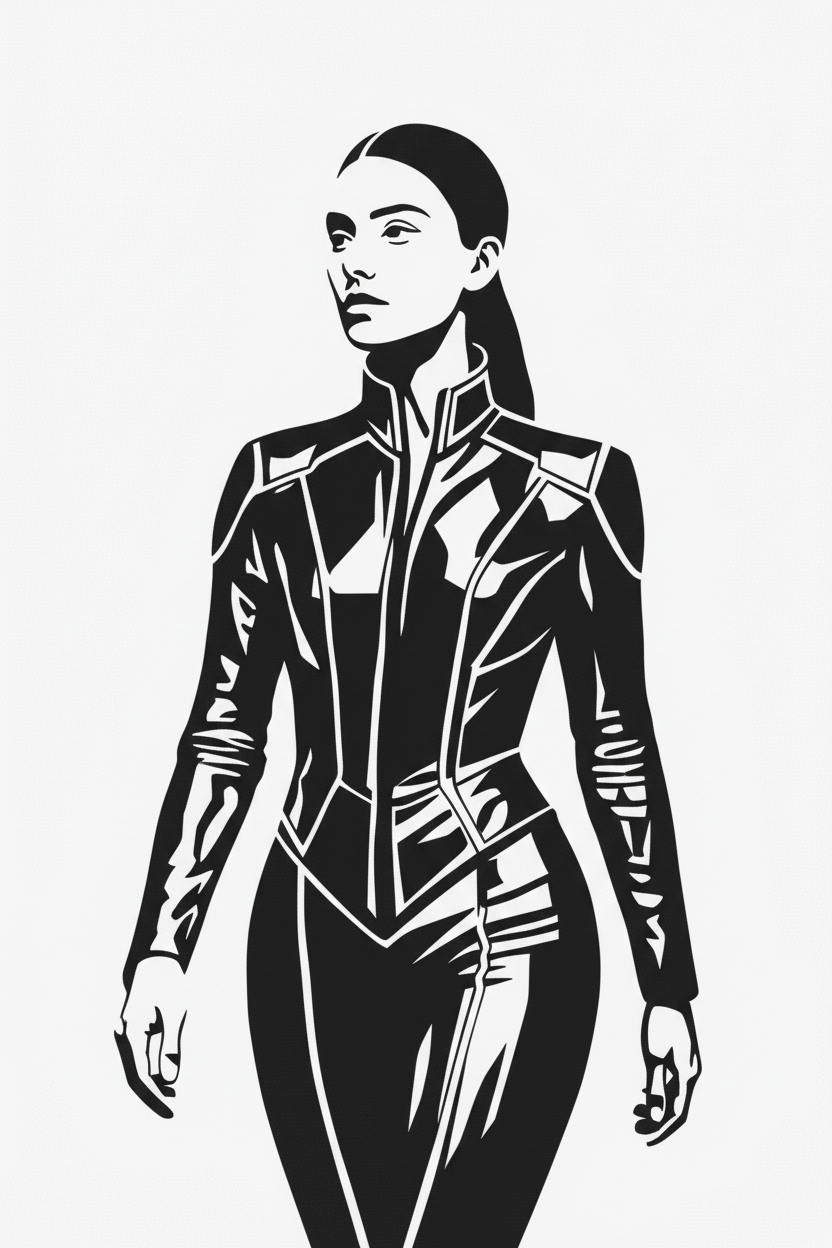 Pure black-and-white stencil made of solid connected shapes. No grey or gradients.