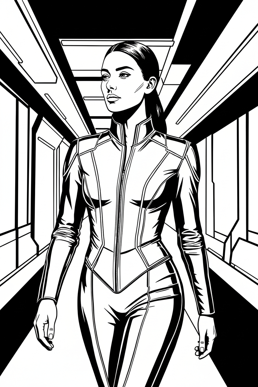 Bold comic engraving with thick outlines and no gradients. Pure black and white only.